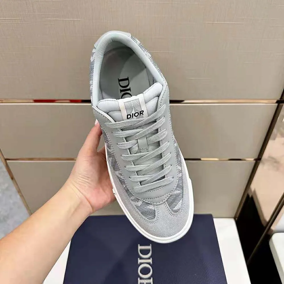 Dior B101 Sneaker Dior Gray CD Diamond Canvas Smooth Calfskin and Nubuck for Men Dior B101 Sneaker Dior Gray CD Diamond Canvas Smooth Calfskin and Nubuck for Men