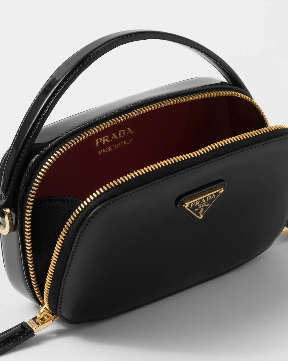 Prada Odette Patent Leather Mini-Bag Black 1BH206_069_F03KJ_V_OVM - 6.8 Inches / Prada Odette Patent Leather Mini-Bag Black 1BH206_069_F03KJ_V_OVM - 6.8 Inches /