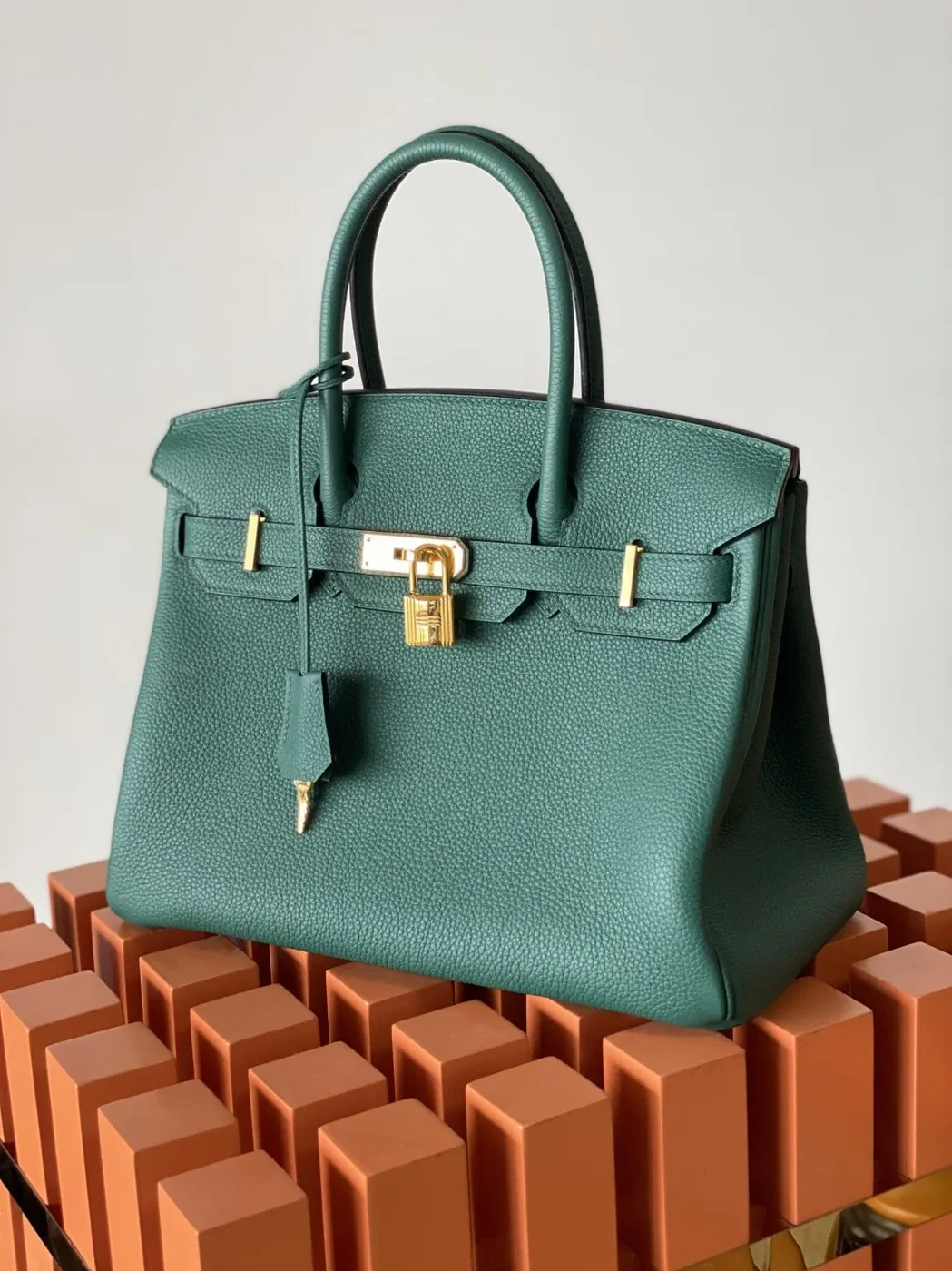 Hermes Birkin Top Handle Bag / Nata Swift Dark Green Gold Hardware