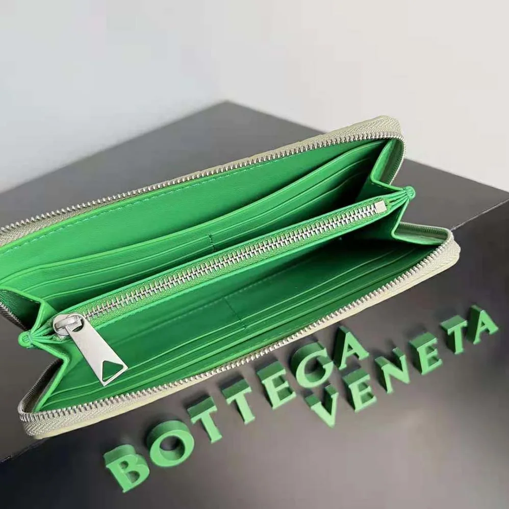 Bottega Veneta Intrecciato Zip Around Wallet for Men in Yellow