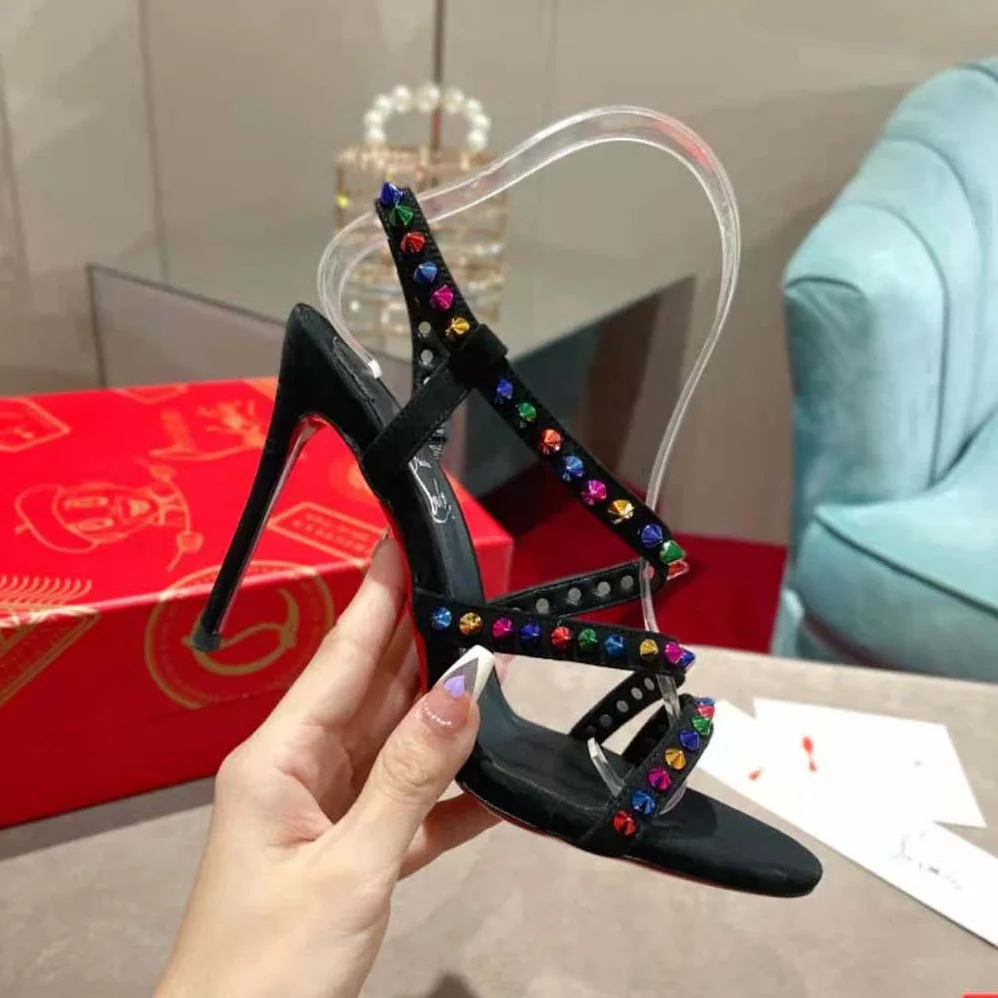 Christian Louboutin Spikita Strap 100 mm Heel Height for Women in Black Christian Louboutin Spikita Strap 100 mm Heel Height for Women in Black