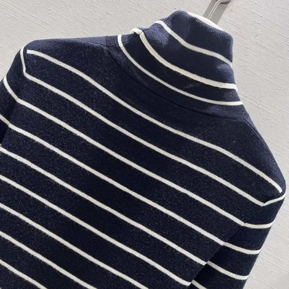 Prada Striped Wool Turtleneck Sweater for Men in Black Prada Striped Wool Turtleneck Sweater for Men in Black