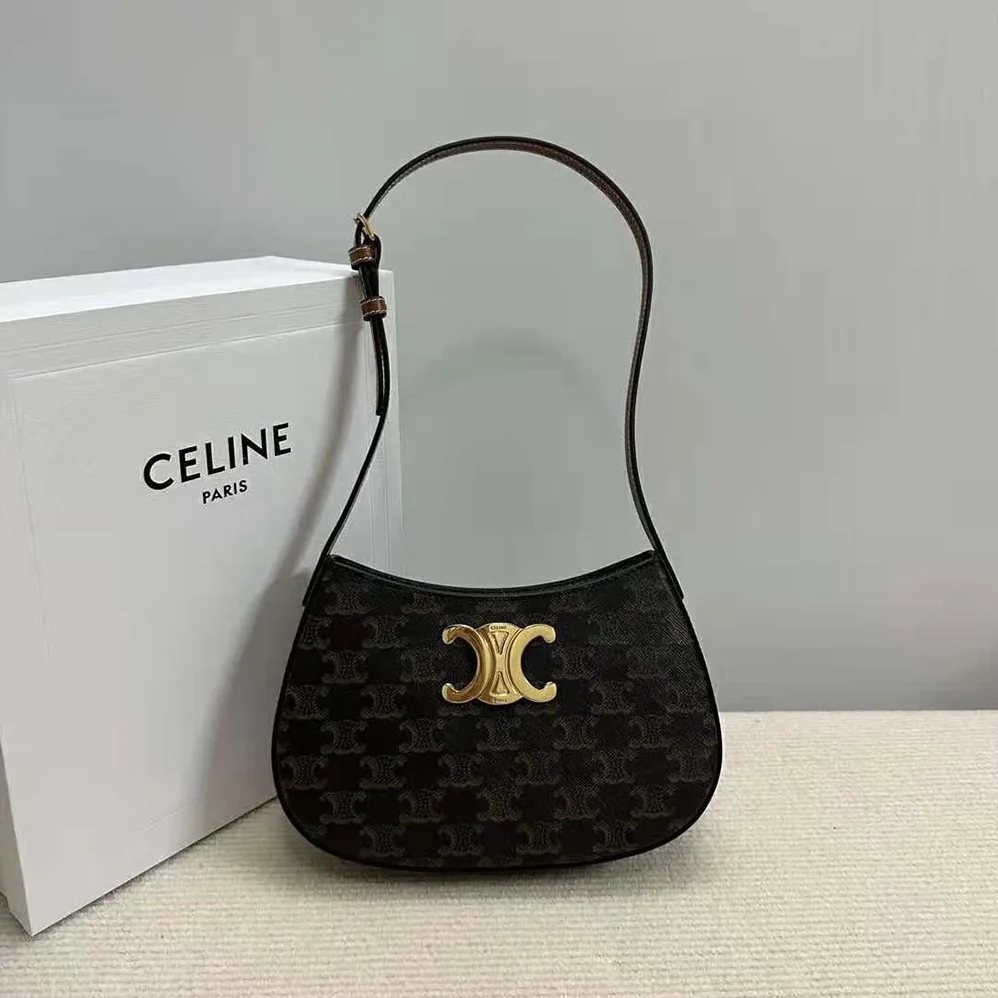 Celine Medium Tilly Bag in Triomphe Canvas and Calfskin for Women Celine Medium Tilly Bag in Triomphe Canvas and Calfskin for Women