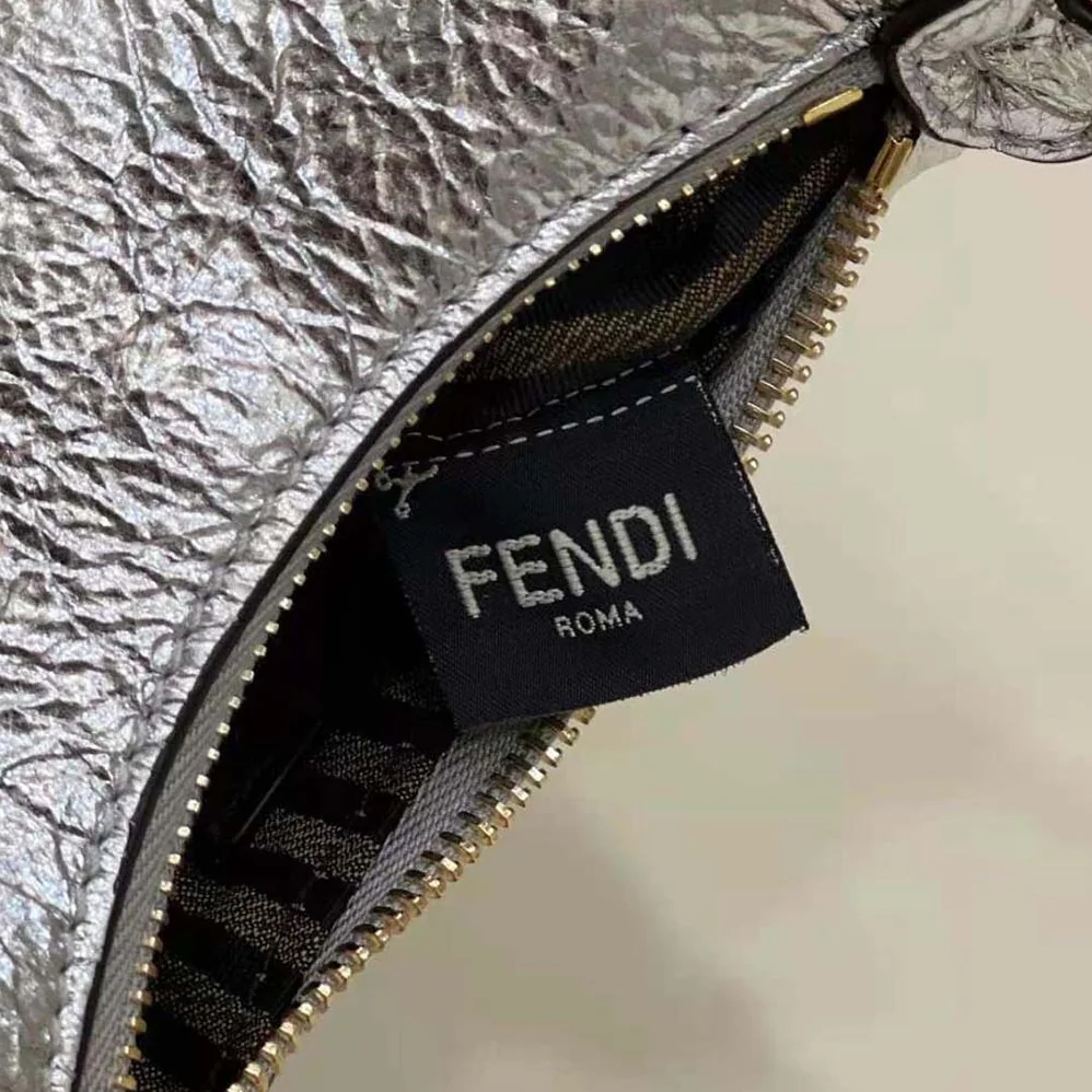 Fendi Nano Fendigraphy Silver Leather Charm for Women