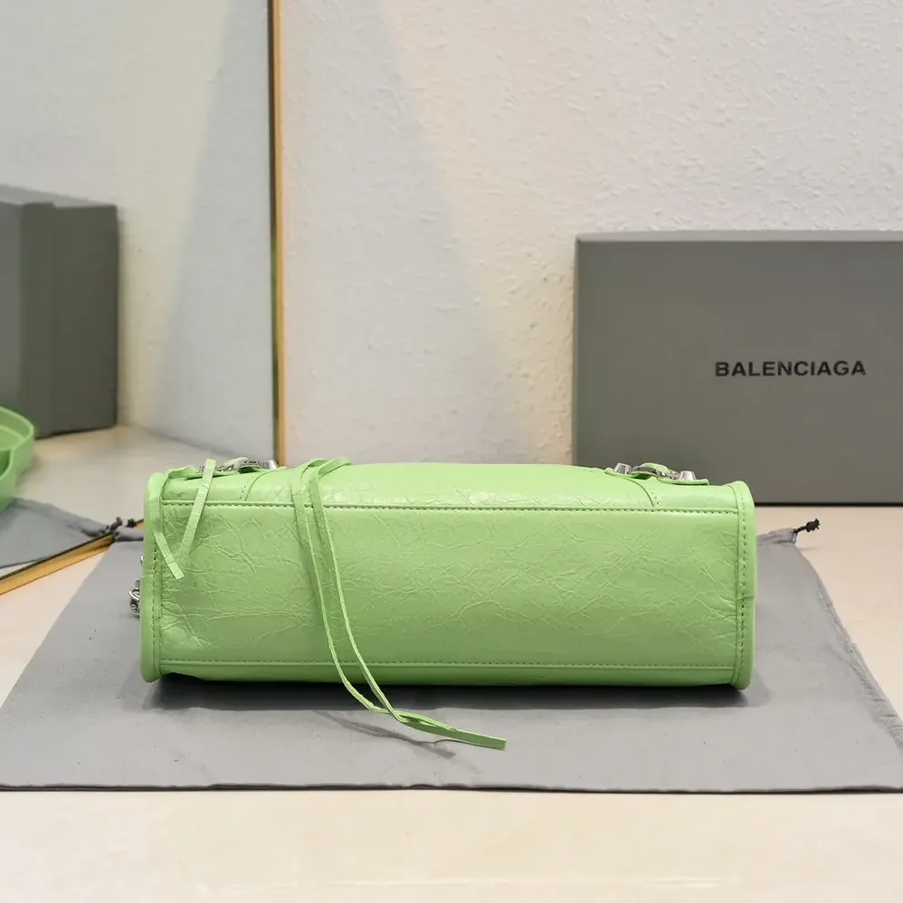 Balenciaga Le City Medium Bag in Green Arena Lambskin for Women Balenciaga Le City Medium Bag in Green Arena Lambskin for Women
