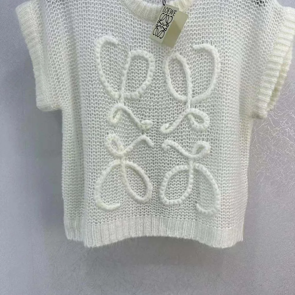 Loewe Anagram Vest in Mohair for Women in White Loewe Anagram Vest in Mohair for Women in White