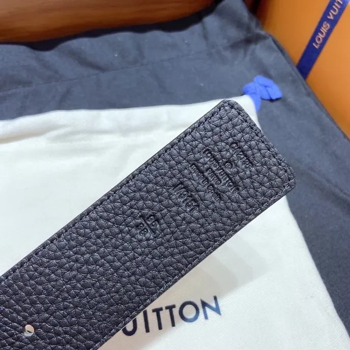 Louis Vuitton Silver Tone Buckle LV Iconic Belt Dark Blue