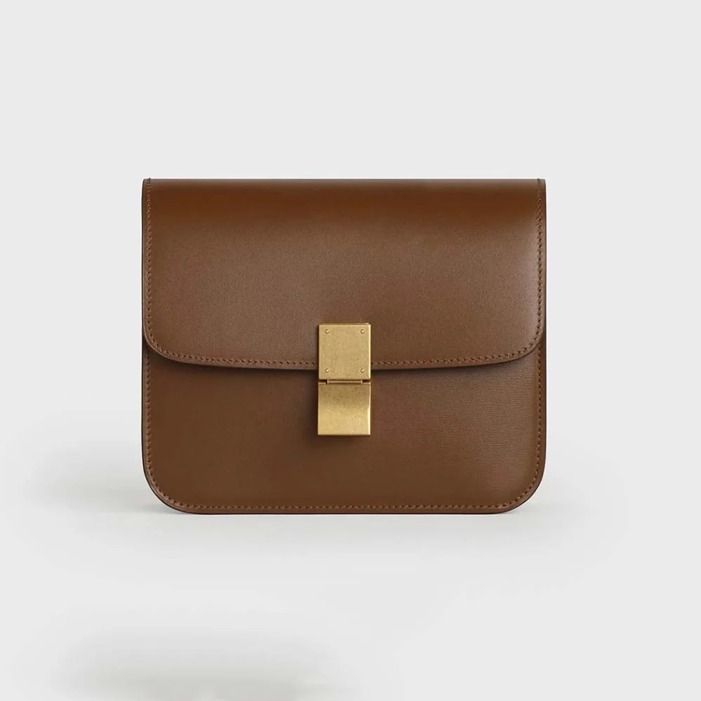 Celine Teen Classic Bag in Box Calfskin for Women in Brown Celine Teen Classic Bag in Box Calfskin for Women in Brown