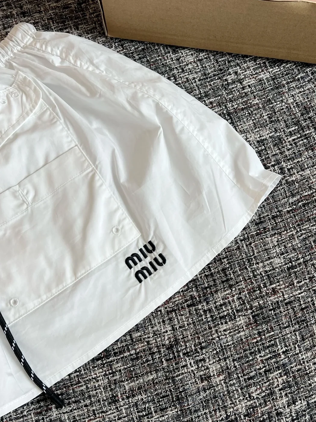 Miu Miu Technical Poplin Utility Mini Skirt White