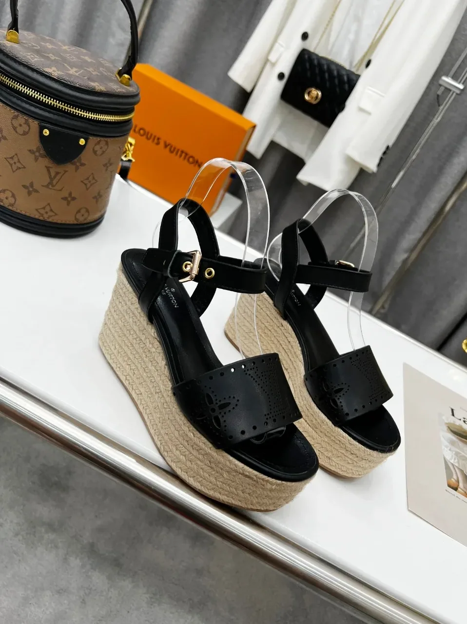 Louis Vuitton Starboard Wedge Sandal Black for Women