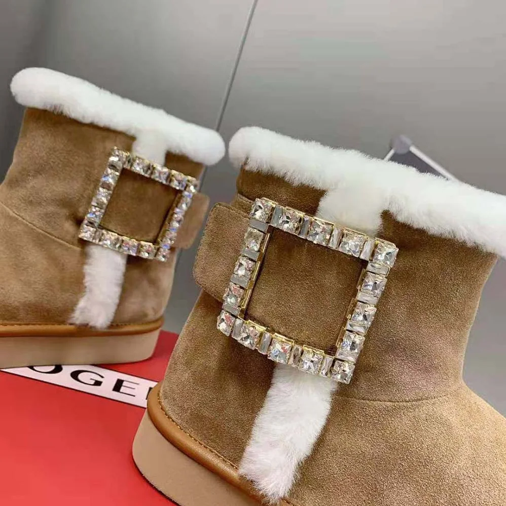 Roger Vivier Winter Viv' Strass Buckle Booties in Suede for Women Roger Vivier Winter Viv' Strass Buckle Booties in Suede for Women