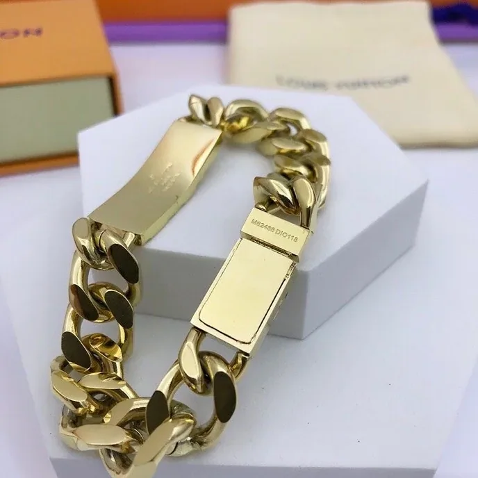 Louis Vuitton Monogram Chain Bracelet Gold Tone Louis Vuitton Monogram Chain Bracelet Gold Tone