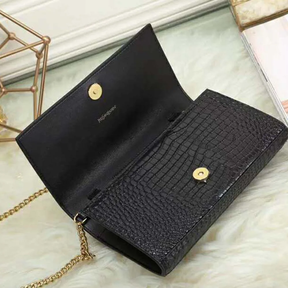 Saint Laurent YSL Sunset Medium Supple Crocodile Embossed Leather for Women Saint Laurent YSL Sunset Medium Supple Crocodile Embossed Leather for Women