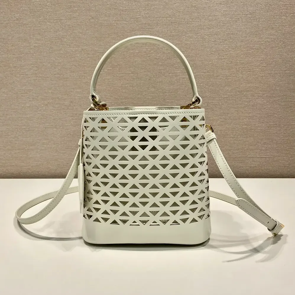Prada Panier Leather Mini-bag with Cut-out Motif for Women in White