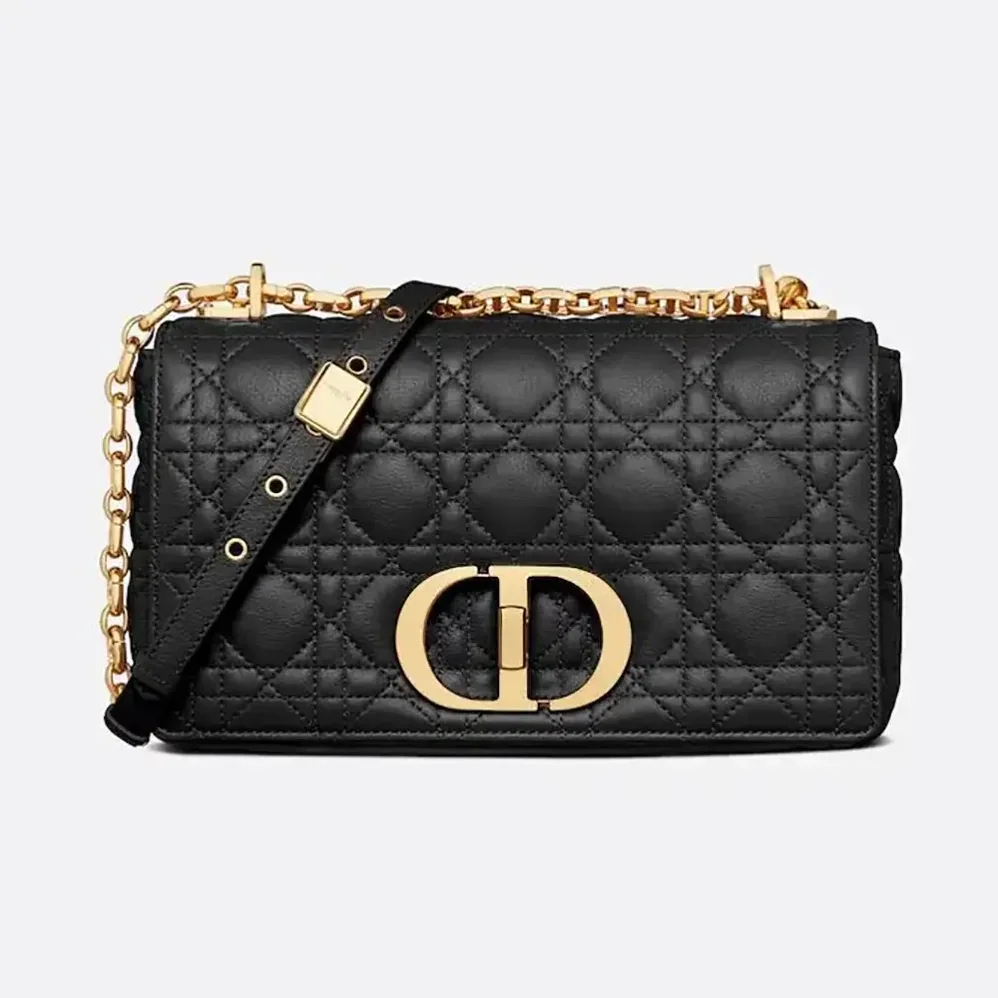 Dior Medium Dior Caro Bag Black Supple Cannage Calfskin for Women