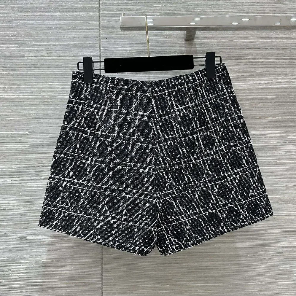 Dior Macrocannage Shorts Black and White Cotton Blend Tweed for Women Dior Macrocannage Shorts Black and White Cotton Blend Tweed for Women