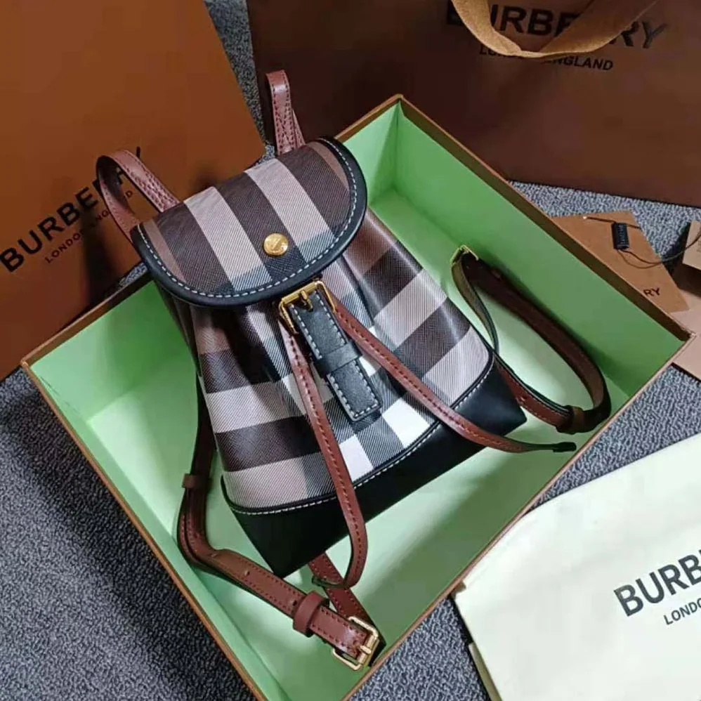 Burberry Check Micro Backpack in Calf Leather for Women Burberry Check Micro Backpack in Calf Leather for Women