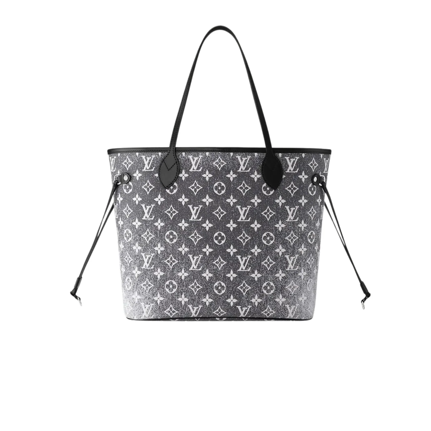 Louis Vuitton Neverfull MM Tote Bag / Grey Monogram Jacquard Denim Silver Hardware