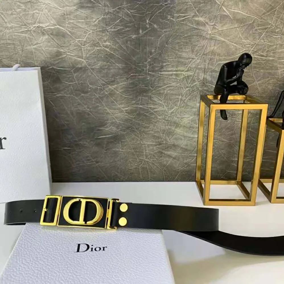 Dior 30 Montaigne Belt Black Smooth Calfskin, 30 MM for Women Dior 30 Montaigne Belt Black Smooth Calfskin, 30 MM for Women