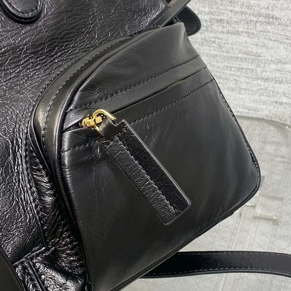 Dior Medium Grand Tour Bowling Bag Black Crinkled Calfskin for Women Dior Medium Grand Tour Bowling Bag Black Crinkled Calfskin for Women