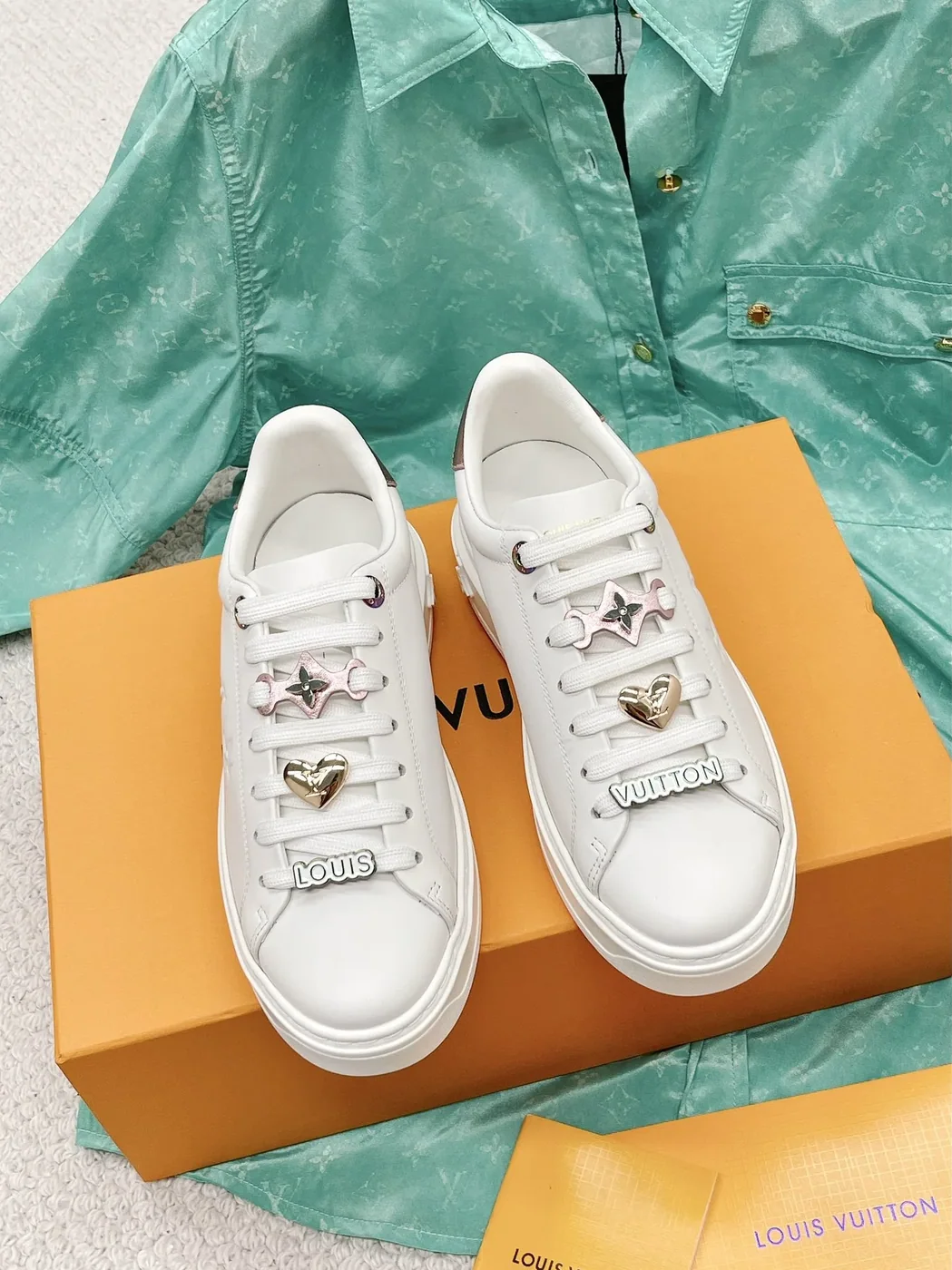 Louis Vuitton Time Out Open-Back Sneaker Green LV 1AA1CZ Louis Vuitton Time Out Open-Back Sneaker Green LV 1AA1CZ