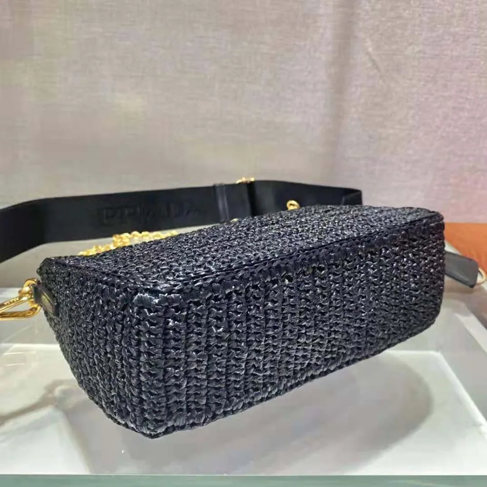 Prada Re-Edition 2005 Raffia Bag for Women in Black