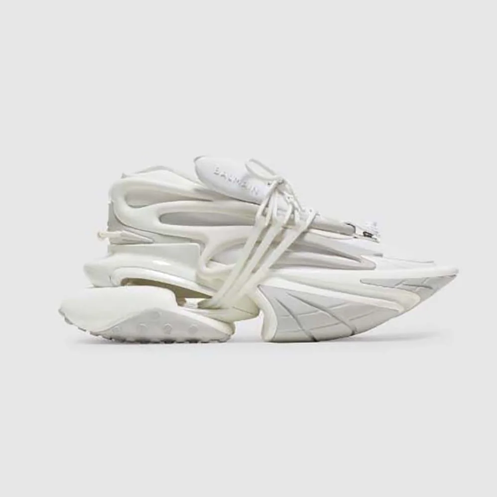 Balmain Unicorn Trainers in Neoprene and Leather for Unisex in White Balmain Unicorn Trainers in Neoprene and Leather for Unisex in White