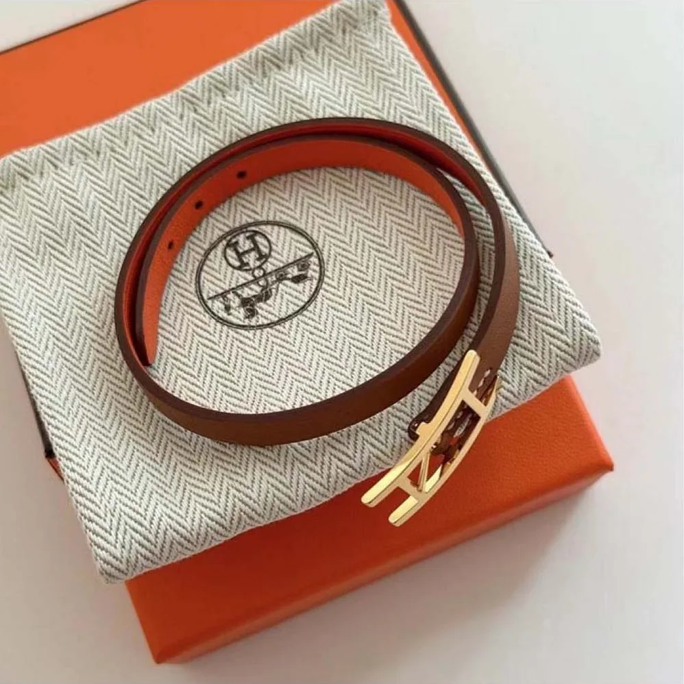 Hermes Behapi Double Tour Bracelet for Unisex in Brown