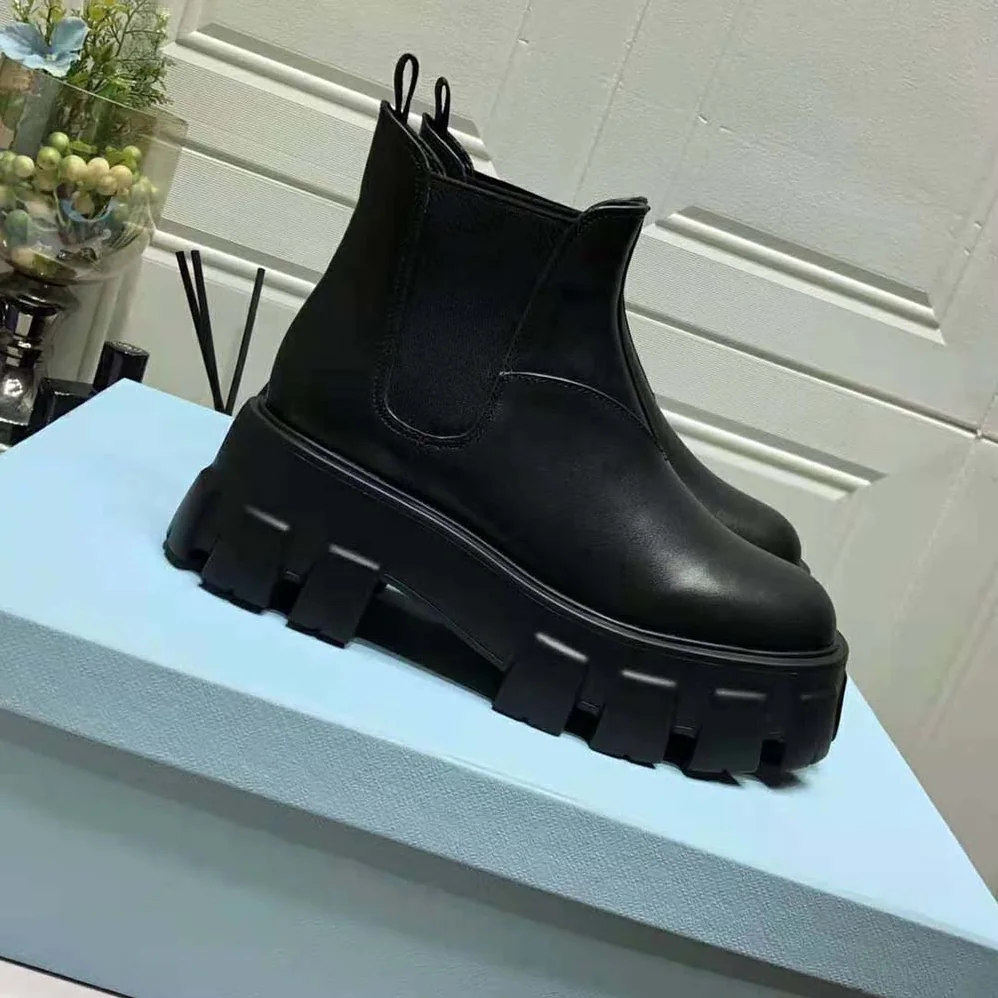 Prada Monolith Brushed Leather Booties for Women Prada Monolith Brushed Leather Booties for Women