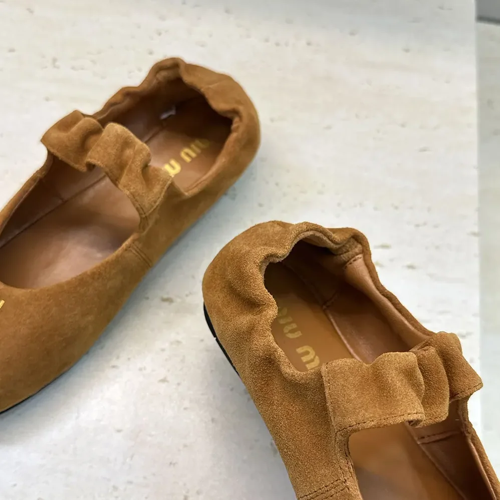 Miu Miu Ruches Suede Ballerinas for Women