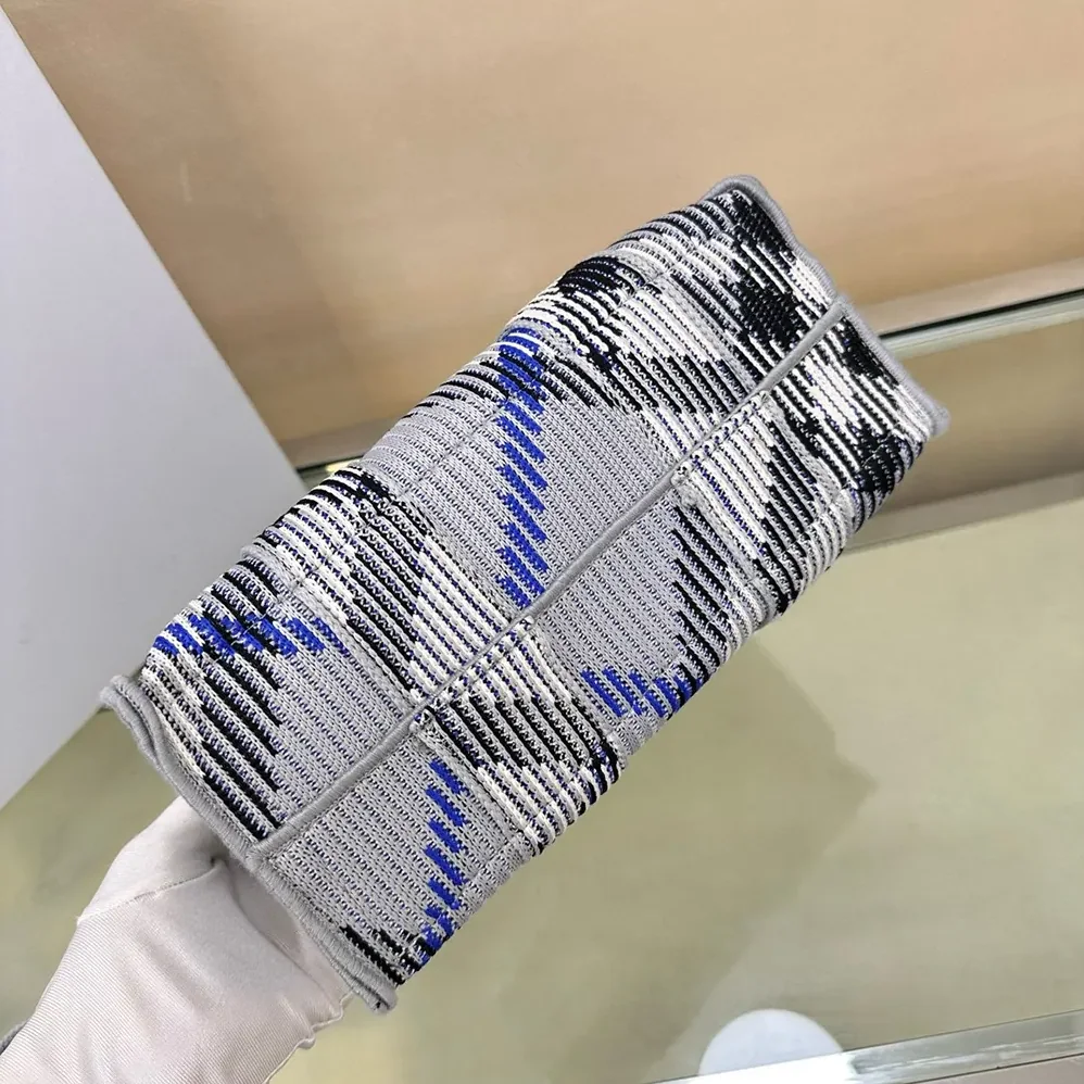 Burberry Mini Check Knitted Tote for Women in Grey Burberry Mini Check Knitted Tote for Women in Grey