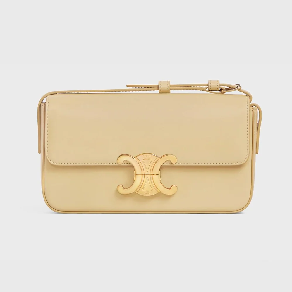Celine Triomphe Shoulder Bag in Shiny Calfskin for Women in Yellow Celine Triomphe Shoulder Bag in Shiny Calfskin for Women in Yellow