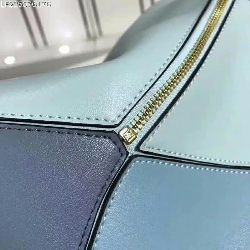 Loewe Puzzle Multi-color Bag with Strap Handle in Calfskin in Blue