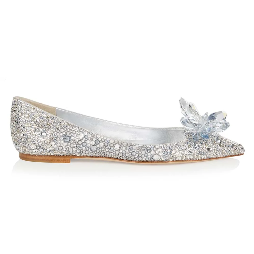 Jimmy Choo Attila Crystal Covered Pointy Toe Flats for Women Jimmy Choo Attila Crystal Covered Pointy Toe Flats for Women
