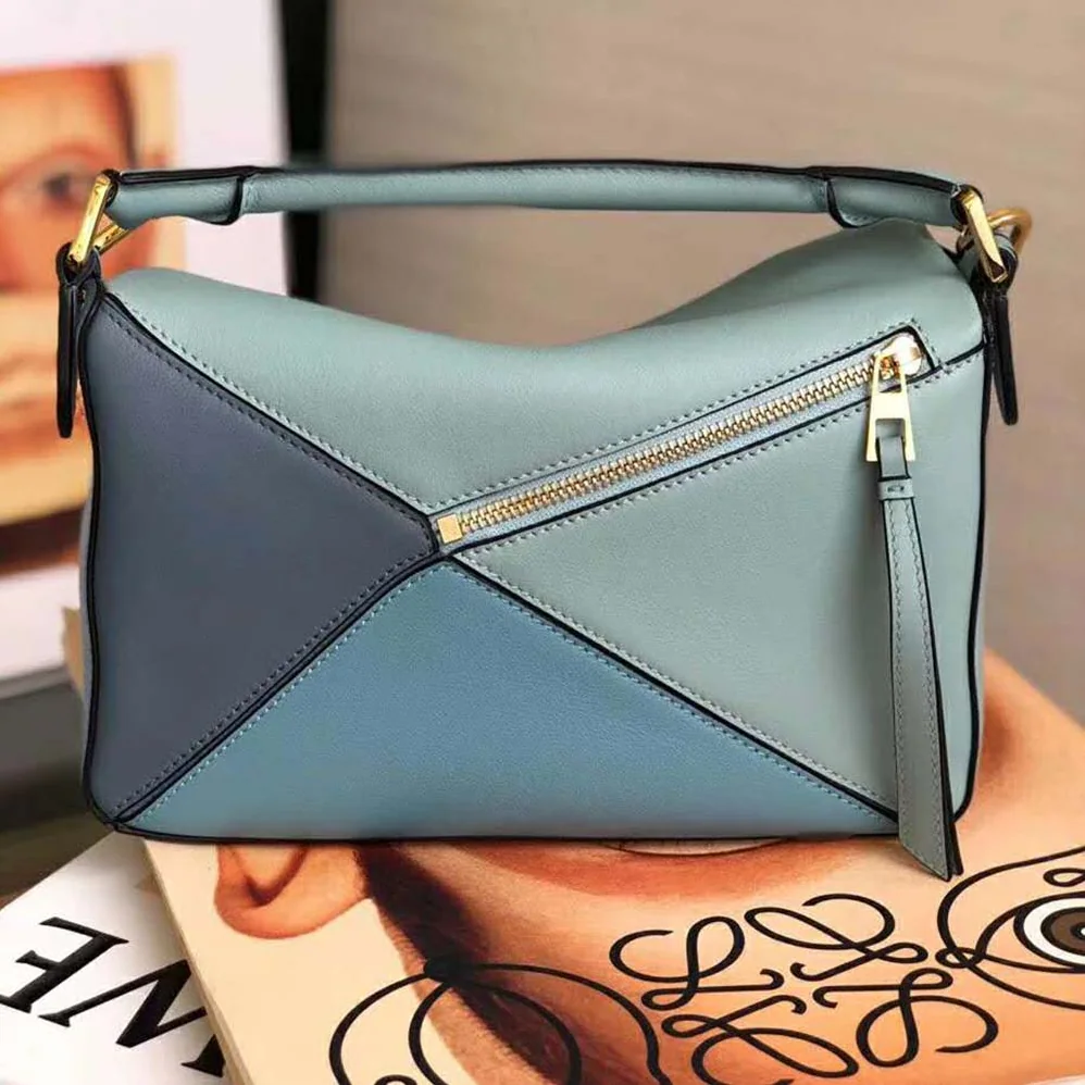 Loewe Puzzle Small Bag in Classic Calf Leather for Women in Blue