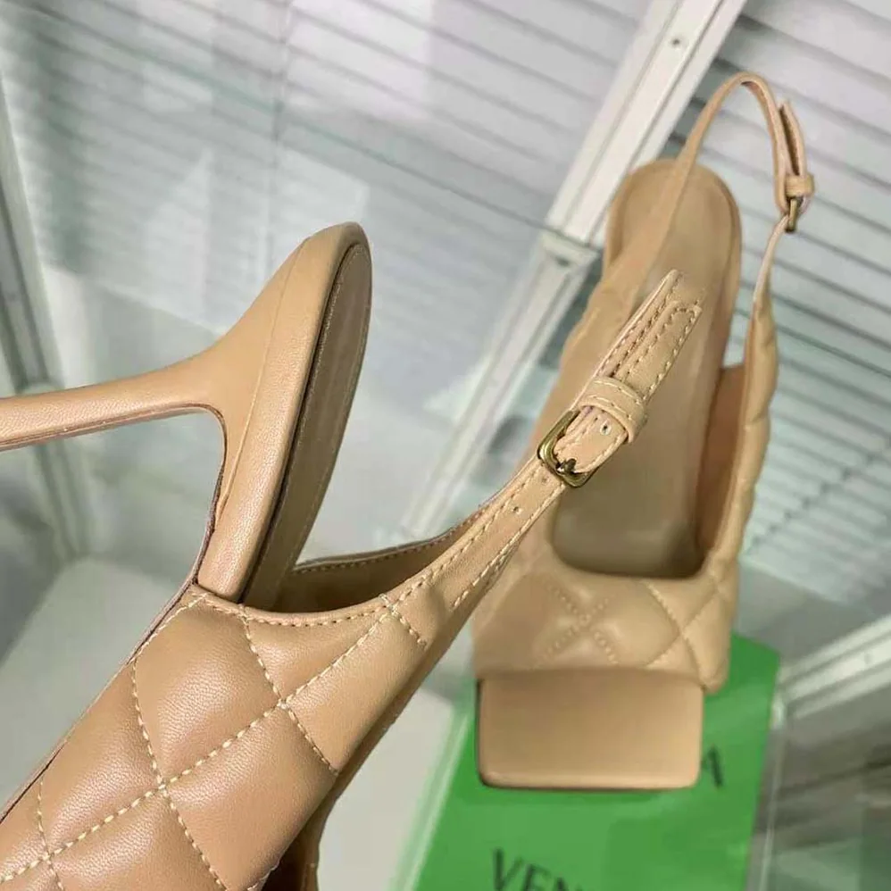 Bottega Veneta Padded Slingback Sandal in 9 cm Heel Height for Women in Beige Bottega Veneta Padded Slingback Sandal in 9 cm Heel Height for Women in Beige