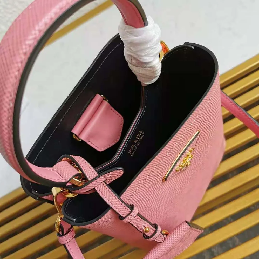 Prada Small Saffiano Leather Prada Panier Bag for Women in Pink Prada Small Saffiano Leather Prada Panier Bag for Women in Pink
