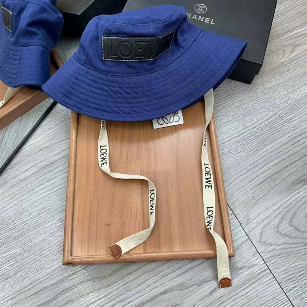 Loewe Fisherman Hat in Canvas and Calfskin for Women in Navy Loewe Fisherman Hat in Canvas and Calfskin for Women in Navy