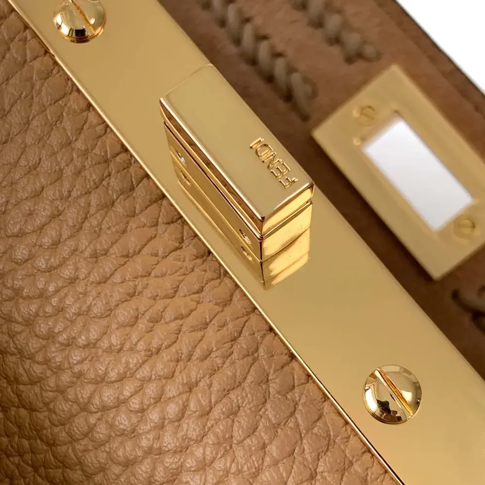 Fendi Peekaboo ISeeU Mini Leather Bag with FF Interlacing for Women Fendi Peekaboo ISeeU Mini Leather Bag with FF Interlacing for Women