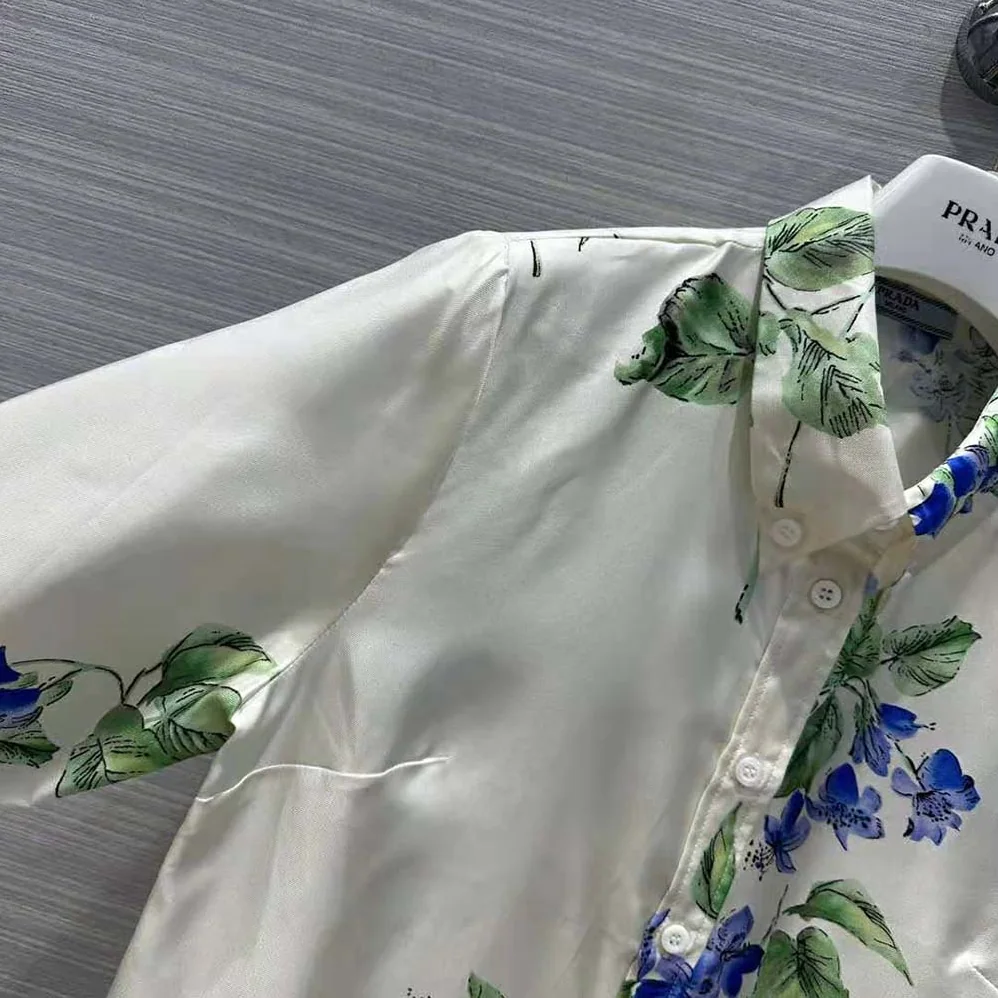 Prada Twill Shirt with Triangle Logo for Women Prada Twill Shirt with Triangle Logo for Women