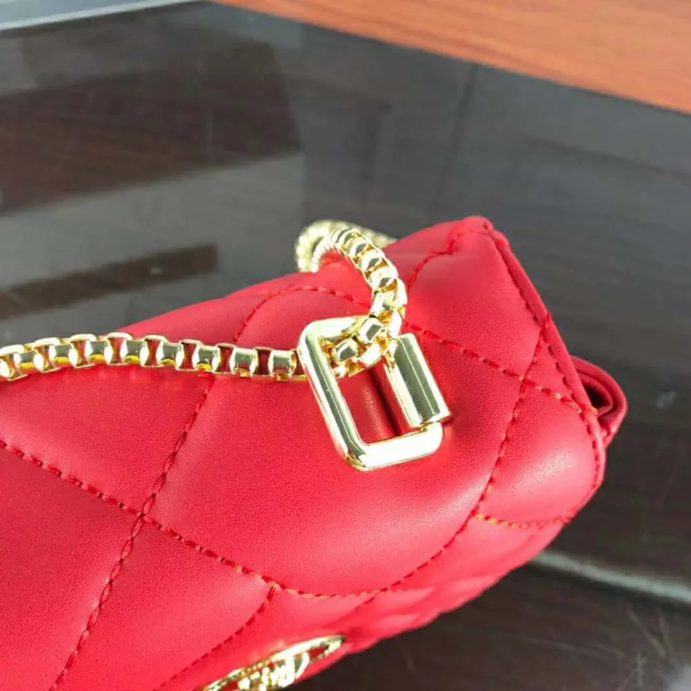 Versace Small Quilted Icon Shoulder Bag Nappa Leather for Women in Red Versace Small Quilted Icon Shoulder Bag Nappa Leather for Women in Red