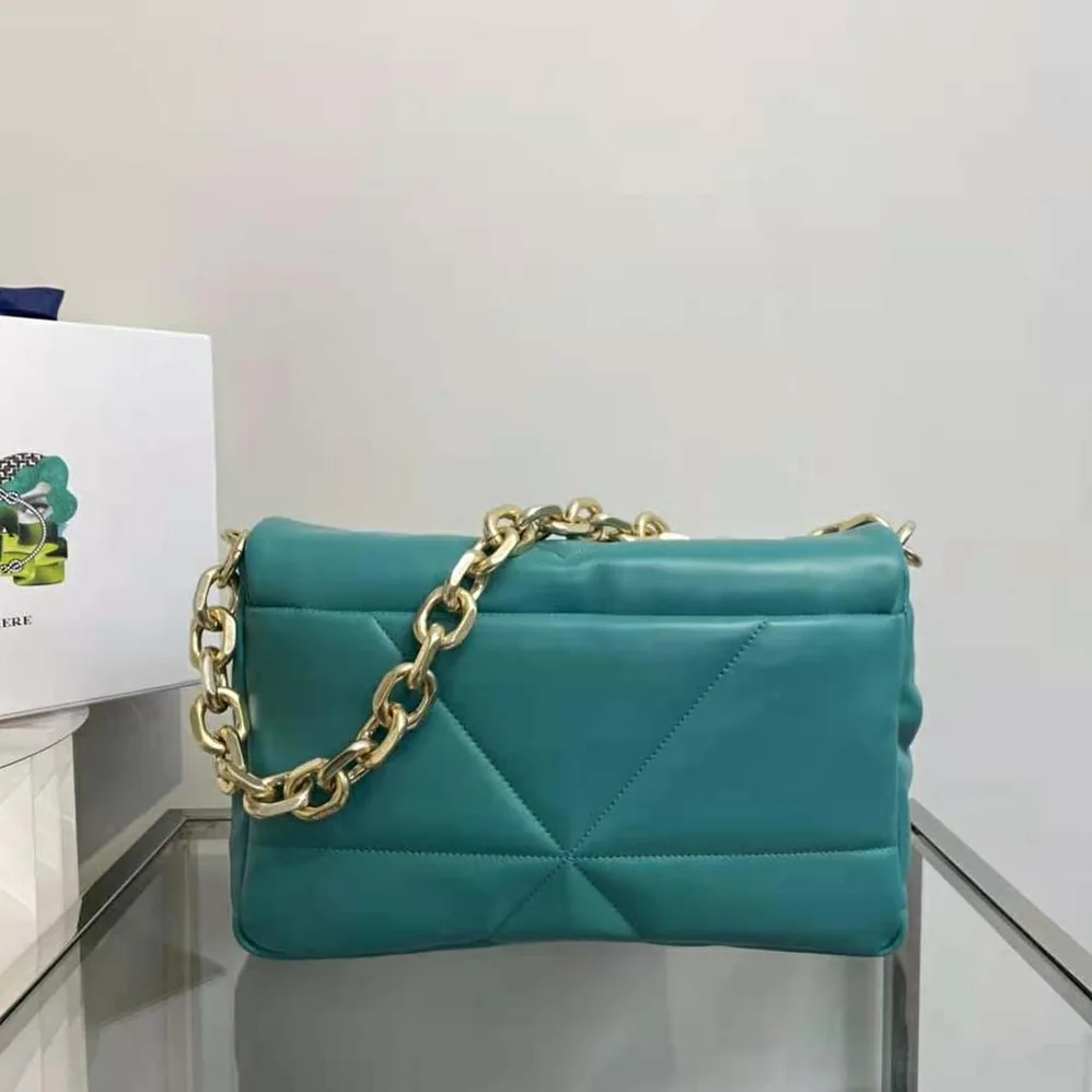 Prada Padded Nappa Leather Shoulder Bag for Women in Lime