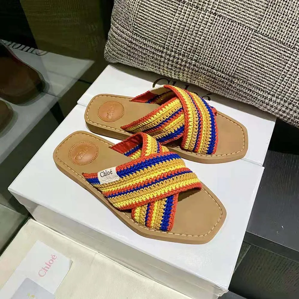 Chloe Woody Flat Mule for Women in Yellow
