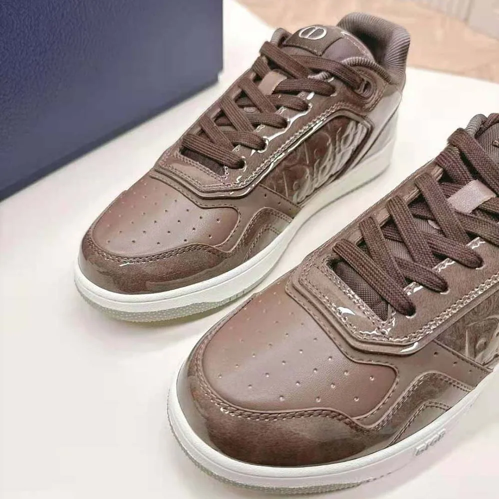 Dior B27 Low-top Sneaker Plum Patent Calfskin and Dior Oblique Gravity Leather for Men