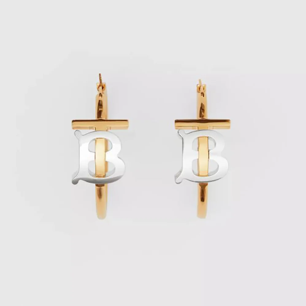 Burberry Gold and Palladium for Women in plated Monogram Motif Earrings Burberry Gold and Palladium for Women in plated Monogram Motif Earrings