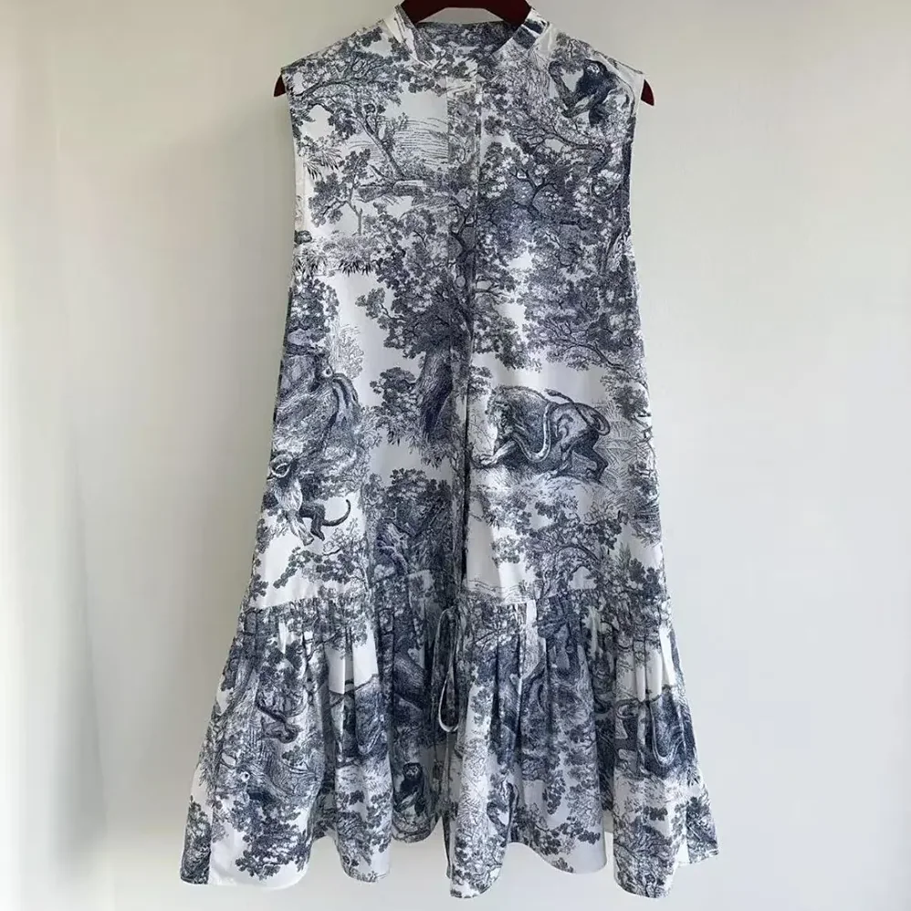Dior Dioriviera Straight Ruffled Dress White Toile de Jouy Palms Cotton and Silk Poplin for Women Dior Dioriviera Straight Ruffled Dress White Toile de Jouy Palms Cotton and Silk Poplin for Women