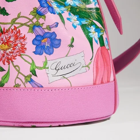 Gucci Venice Small Bucket Bag / Pink/ Multicolor Gucci Flora Coated Canvas Palladium Hardware