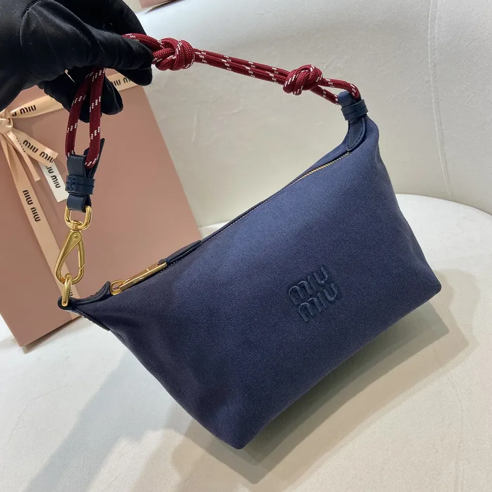 Miu Miu Gabardine Pouch for Women in Navy Miu Miu Gabardine Pouch for Women in Navy