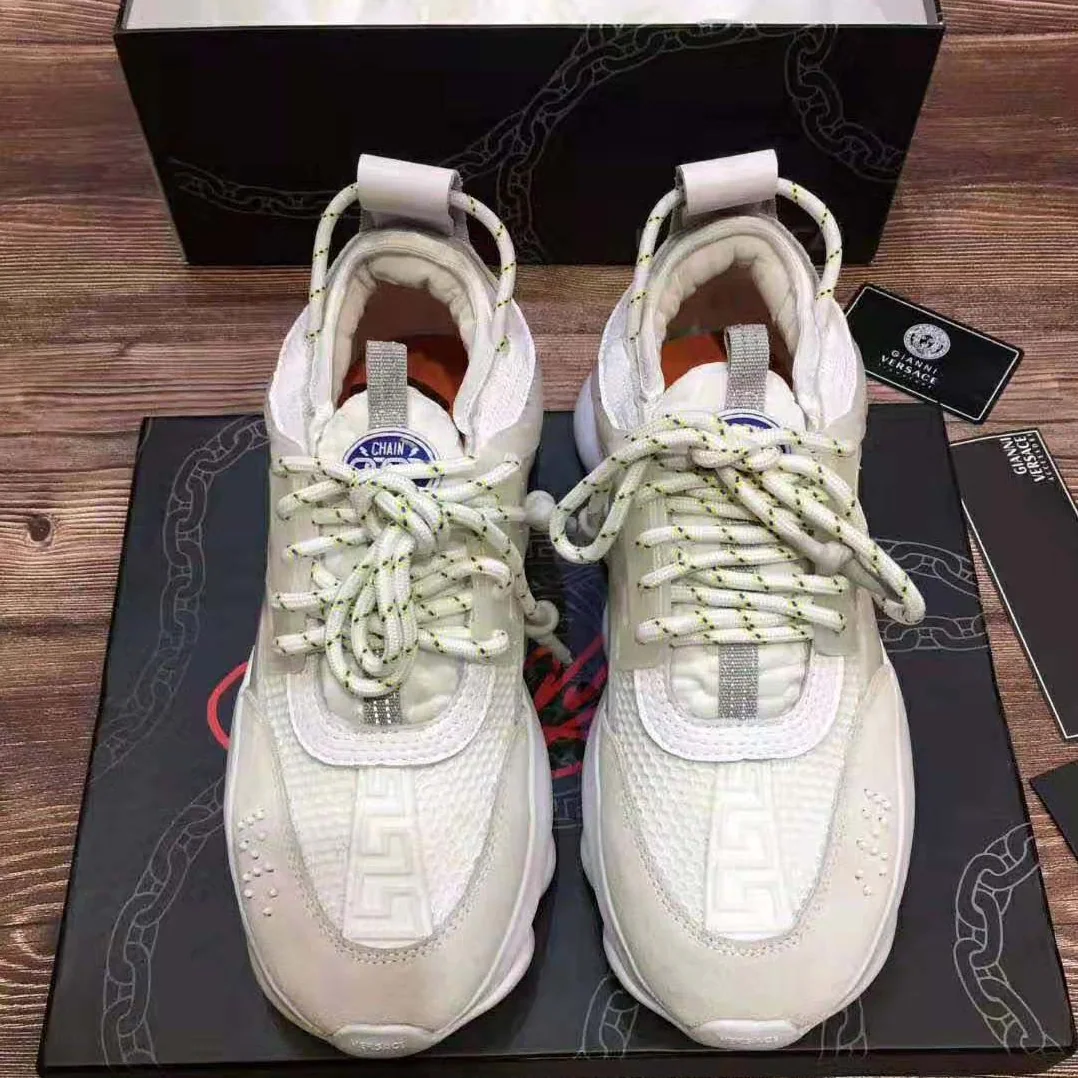 Versace Chain Reaction Sneakers for Men in White Versace Chain Reaction Sneakers for Men in White