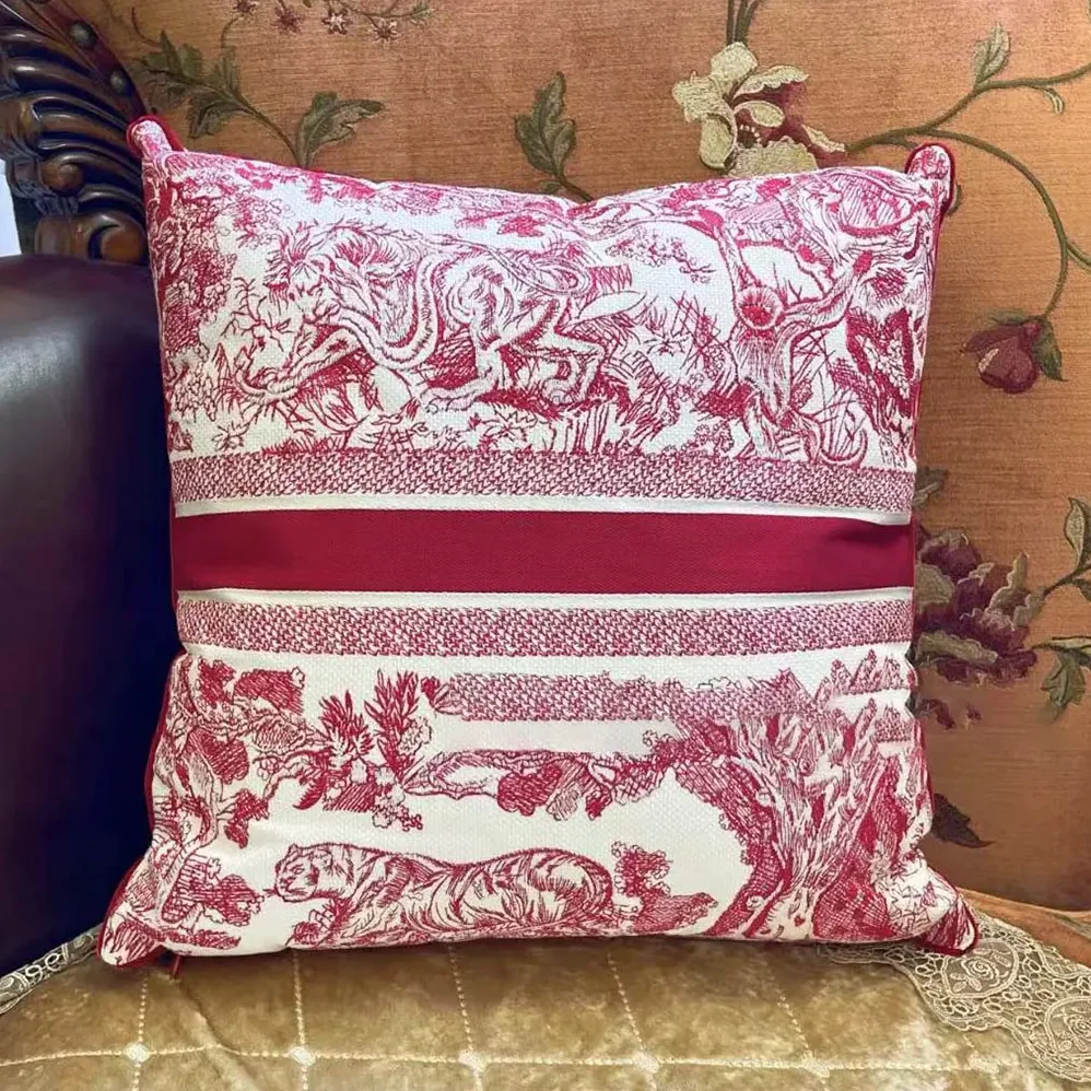 Dior Square Pillow Toile de Jouy Burgundy for Women Dior Square Pillow Toile de Jouy Burgundy for Women